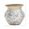 7" Tuscan Ceramic Blue Scroll Urn Vase