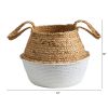 14" Boho Chic Handmade Cotton & Jute White Woven Basket