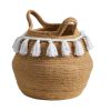 11" Boho Chic Handmade Cotton Woven Basket with Tassels
