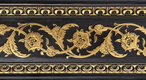 Gold Floral on Wood Tone Chair Rail 94 Inch