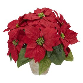 Poinsettia w/Ceramic Vase Silk Arrangement