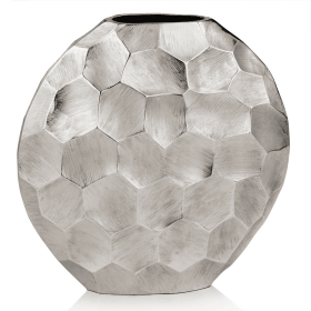 Facetado Round Silver Vase