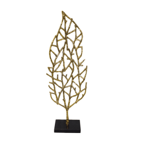 Frondo Tall Gold Leaf Sculpture on Marble Base