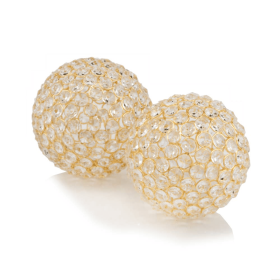 Facetas 5" Gold Cristal Spheres - Set of 2
