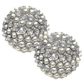 Facetas Perla 5" Cristal & Pearl Sphere - Set of 2