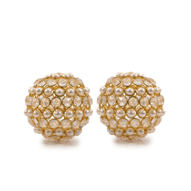 Facetas 4" Gold Cristal & Pearl Sphere - Set of 2