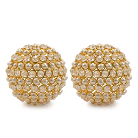 Facetas 5" Gold Cristal & Pearl Sphere - Set of 2