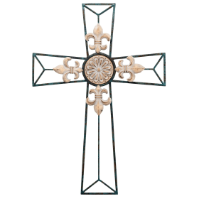 Fleur De Lis Metal Wall Cross