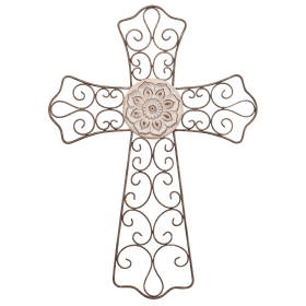 Patine Finish Metal Wall Cross 19.5"H