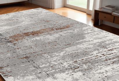 5' X 8' Gray And Brown Abstract Scraped Area Rug
