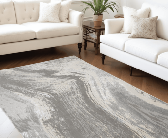 8' X 11' Blue and Gray Abstract Power Loom Area Rug
