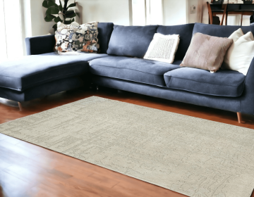 9' X 13' Gray and Beige Abstract Non Skid Area Rug
