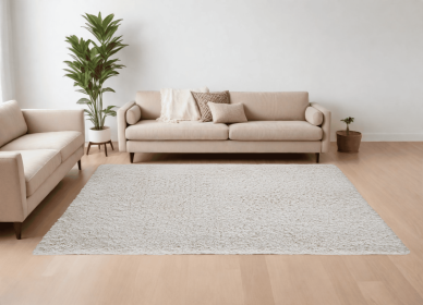8' X 10' Ivory Shag Hand Tufted Area Rug