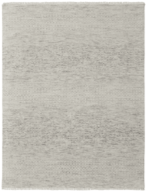8' X 10' Ivory and Gray Wool Hand Knotted Area Rug With Fringe