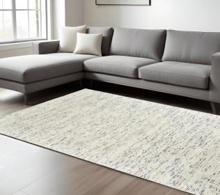 6' X 9' Ivory And Stone Hand Tufted Area Rug