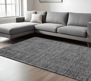 6' X 9' Charcoal And Black Hand Tufted Area Rug