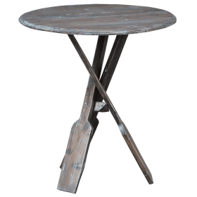 Sunset Trading Cottage Round Boat Oar Accent Table | Distressed Brown/Blue Solid Wood | Fully Assembled Nautical Stand