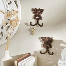 Set of 2 Butterfly Wall Hooks - Stylish and Functional Home Decor