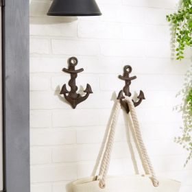 Nautical Anchor Wall Hook Set with Rope - Pack of 2