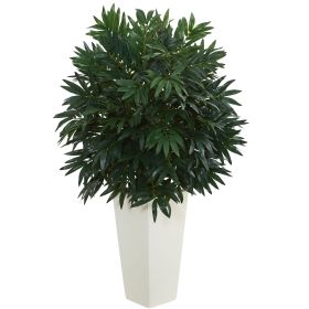 37" Double Bamboo Palm in White Tower Vase