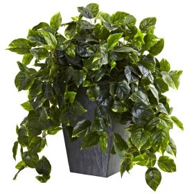 29" Pothos w/Slate Planter UV Resistant (Indoor/Outdoor)