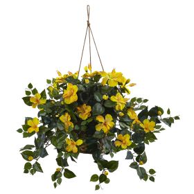 22" Hibiscus Hanging Basket Yellow