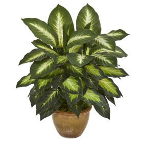 18" Dieffenbachia Artificial Plant in Ceramic Planter