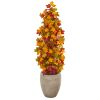 42" Autumn Maple Artificial Tree in Sand Colored Planter