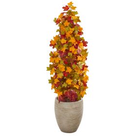 42" Autumn Maple Artificial Tree in Sand Colored Planter
