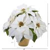 13" Poinsettia Artificial Arrangement in Ceramic Vase