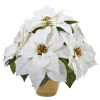 13" Poinsettia Artificial Arrangement in Ceramic Vase