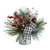 12" Christmas Frosted Pine Cones and Berries Arrangement