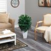 3' Bamboo Palm Artificial Plant in White Metal Planter