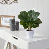 11" Fiddle Leaf Plant in White Planter (Real Touch)