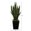 40" Sansevieria Artificial Plant in Black Metal Planter