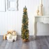 4' Green Pine Xmas Tree w/70 Clear Lights, 154 Tips & Burlap