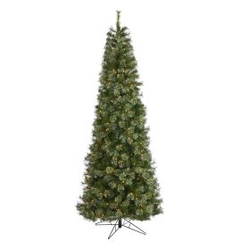 9' Cashmere Slim Xmas Tree w/550 Lights and 1308 Tips