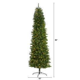 8' Slim Green Mountain Pine Christmas Tree w/400 Clear LEDs