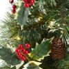 18" Pine Xmas Tree with Holly Berries,  Cones and 35 LEDs