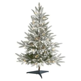 3' Flkd Manchester Spruce Xmas Tree w/50 Lights & 133 Tips