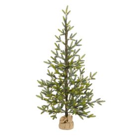 4' Fraser Fir Xmas Tree w/100 LEDs, 403 Tips, Burlap Base