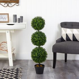 3' Boxwood Triple Ball Topiary Tree (Indoor/Outdoor)