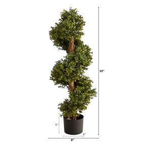 33" Boxwood Topiary Spiral Artificial Tree (Indoor/Outdoor)