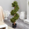 33" Boxwood Topiary Spiral Artificial Tree (Indoor/Outdoor)
