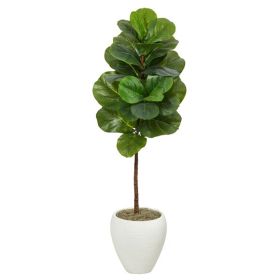 52" Fiddle Leaf Artificial Tree in White Planter