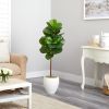 52" Fiddle Leaf Artificial Tree in White Planter