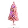 4' Flocked Pink Christmas Tree w/30 LED Light & 135 Branches