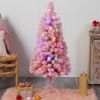 4' Flocked Pink Christmas Tree w/30 LED Light & 135 Branches