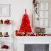 3' Red Artificial Christmas Tree with 50 LED Lights and 118