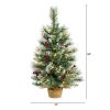 2' Snow Tipped Pine and Berry Xmas Tree w/35 LEDs in Burlap